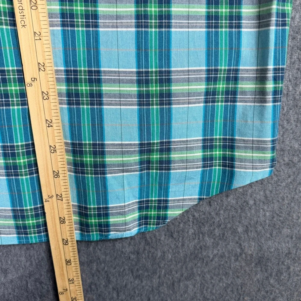 J.Crew Button Down Mens M Blue Summer Plaid Shirt Fit Cotton Long Sleeve